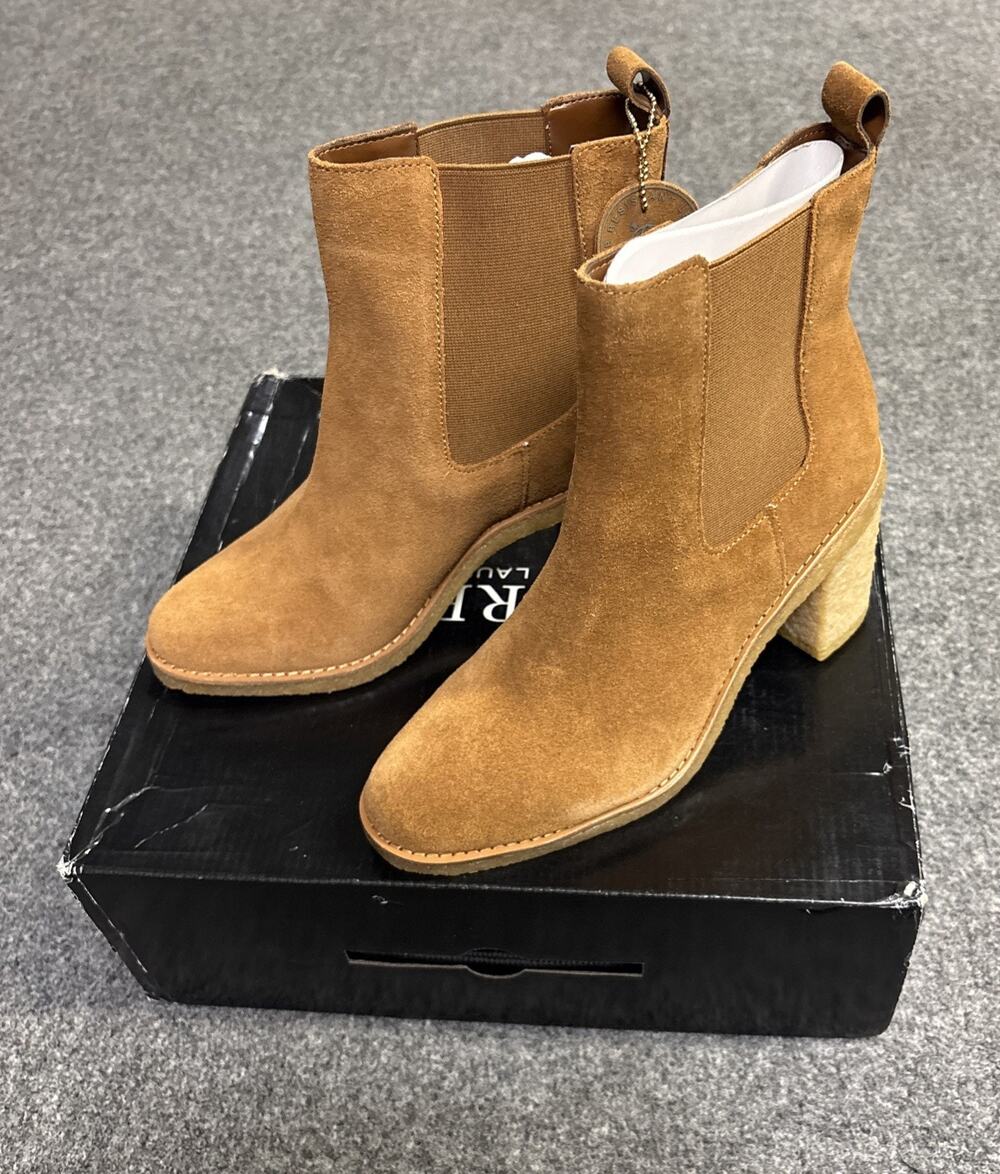 NEW Lauren Ralph Lauren Marianna Women's Brown Suede Chelsea Heel Boots Size 7